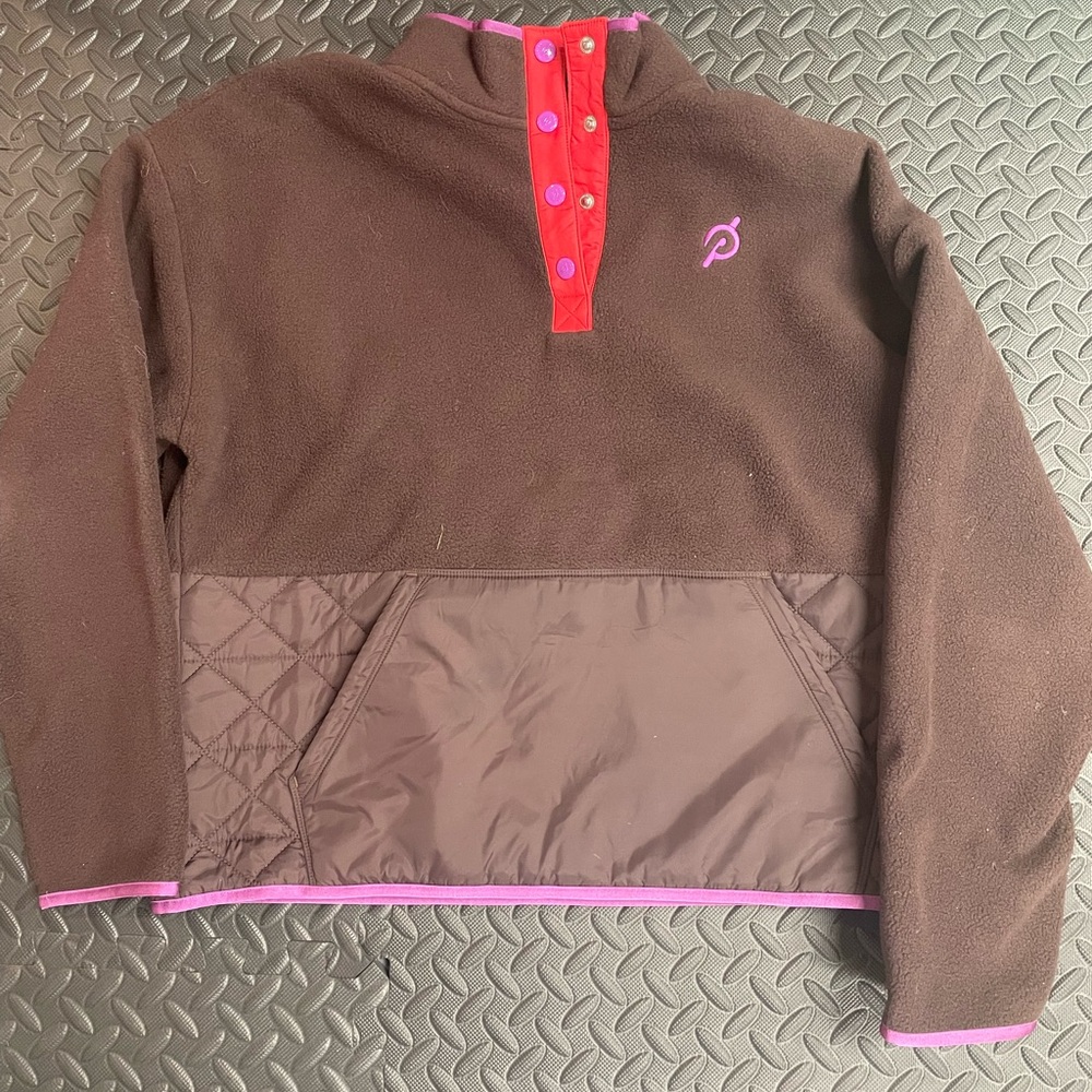 Peloton Women’s Fleece Pullover Jacket Brown Pink Size M